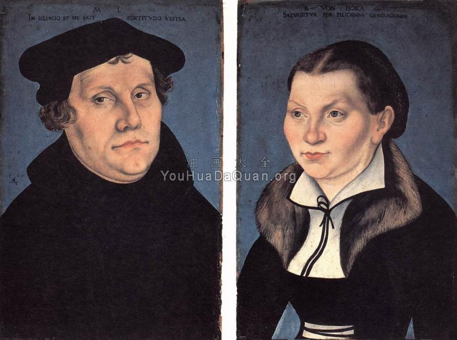 Diptych with the Portraits of Luther and his Wife - 卢卡斯·伊尔·韦基奥·克拉纳赫